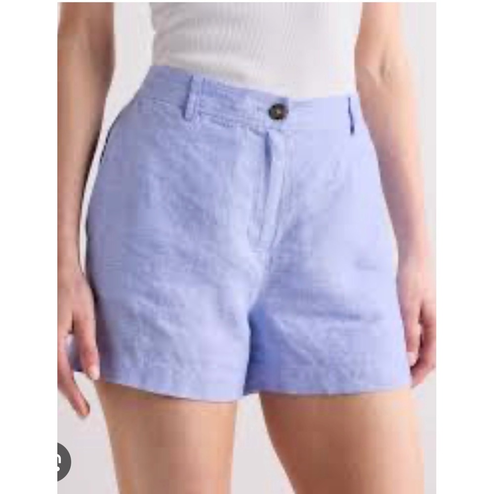 Quince Trouser Shorts Womens 10 French Blue 100% European Linen High Rise Summer